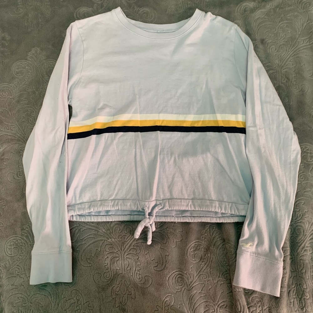 Hollister light blue cropped long sleeve